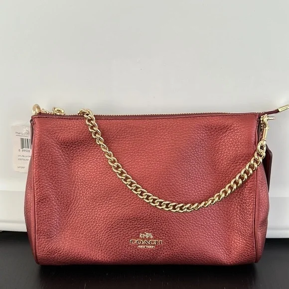 Coach CARRIE CROSSBODY IN METALLIC LEATHER - Picture 12 of 14